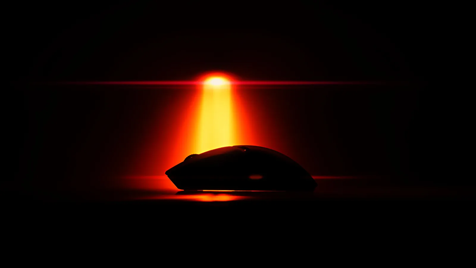 Wireless mouse, single-source beam. Gaming peripheral · Hero still.