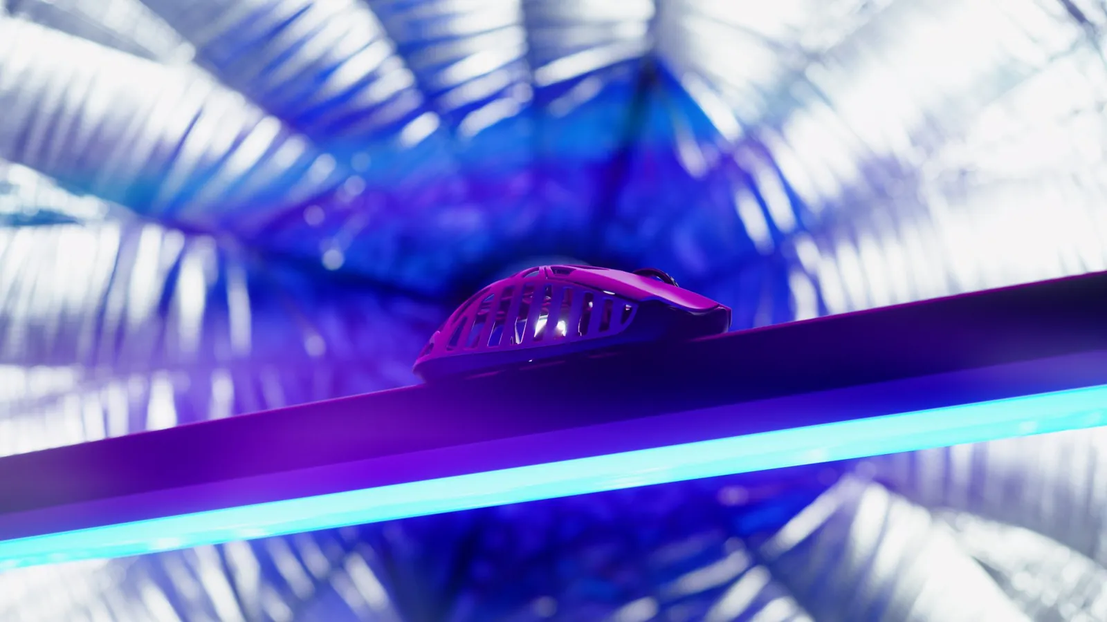 Violet tunnel, practical light. Gaming peripheral.